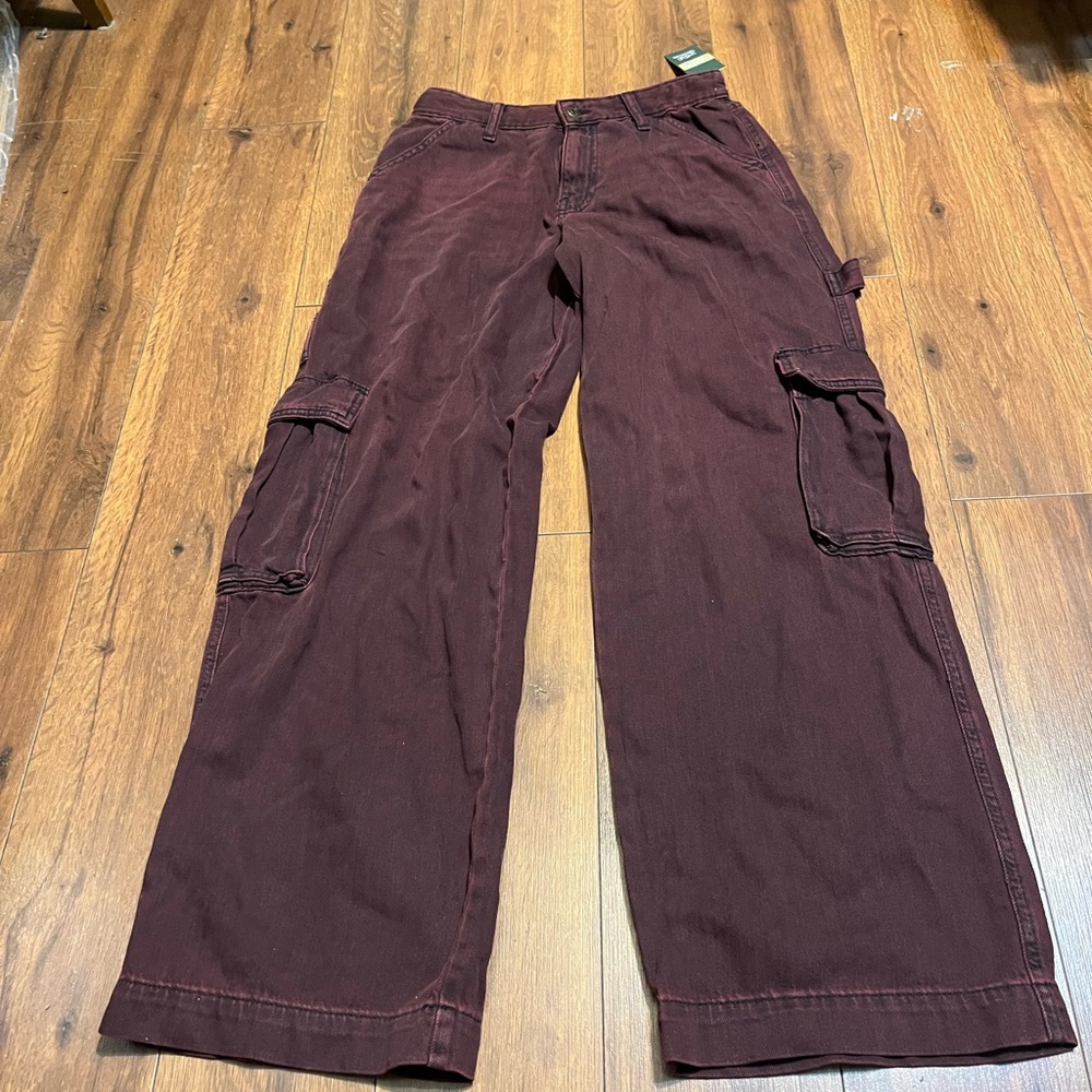 wild fable Maroon Cargo Wide-Leg Jeans